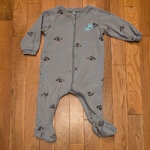 Pekkle Zip Up Onsie Pajamas Size 6M Palm Trees & Boats